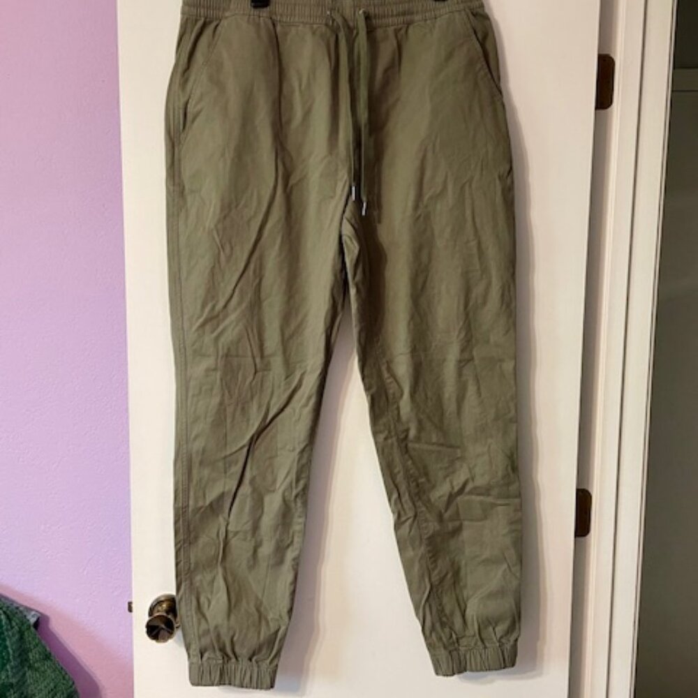 American Tall Joggers Women's XLT Olive Green Twill Pants Tapered Stretch